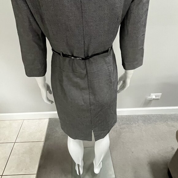 Tahari Arthur S Levine Black 3/4 Sleeve Dress With Belt - Picture 8 of 11